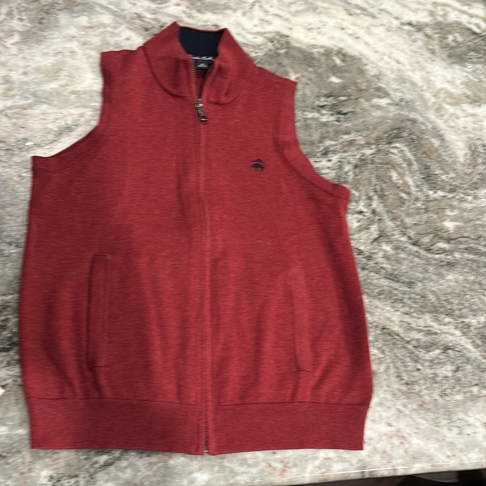 Boys Supima® Cotton-Blend Full-Zip Sweater Vest, Size M in Dark Red